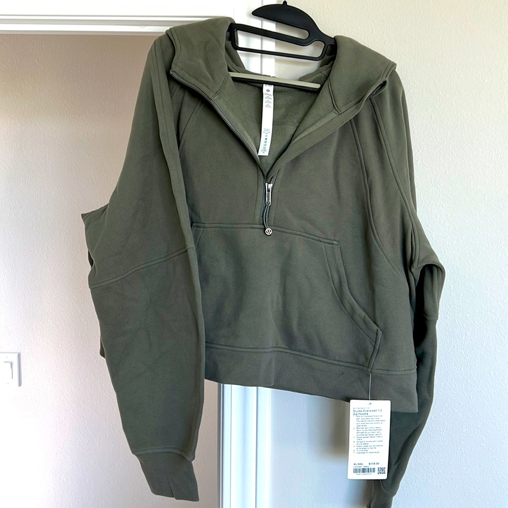 LULULEMON Scuba Oversized 1/2 Zip Hoodie, Grey Sage